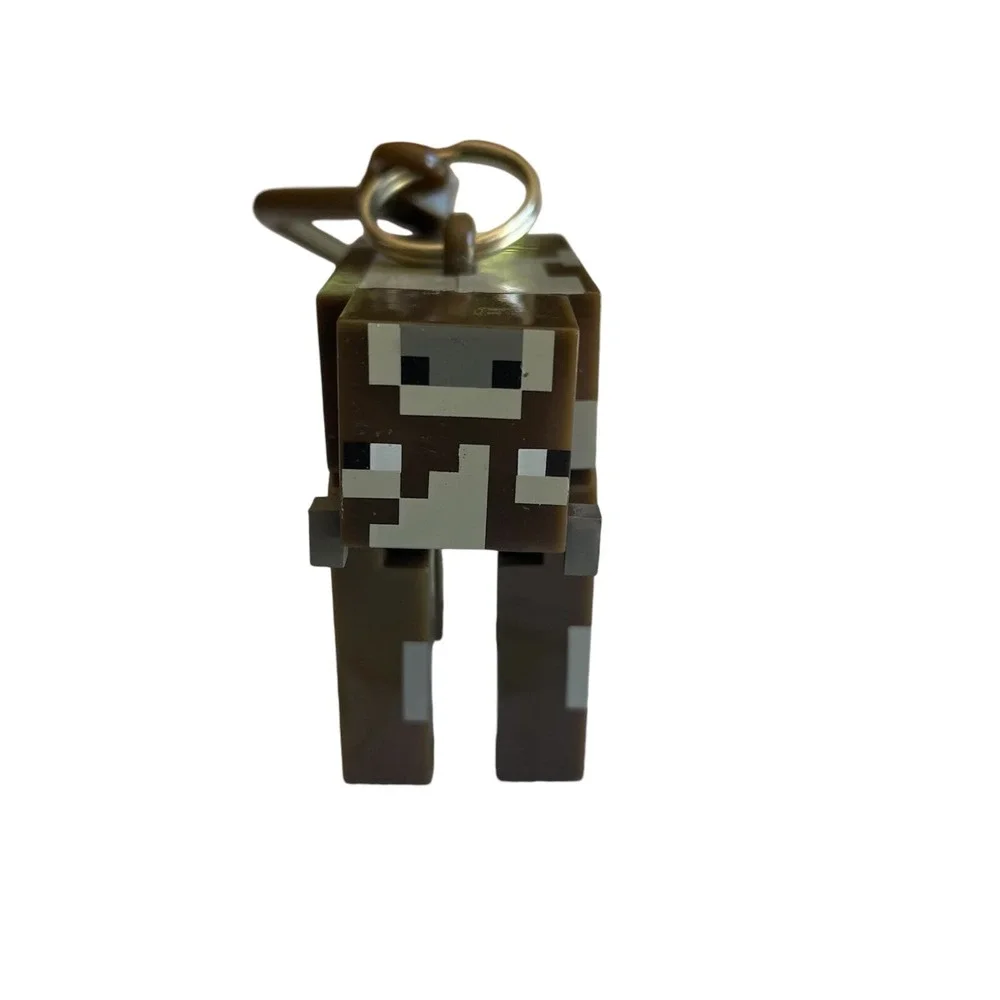 Pre-Owned MineCraft Cow Figural Keyring/Backpack Clip Farm Animal Game Toy